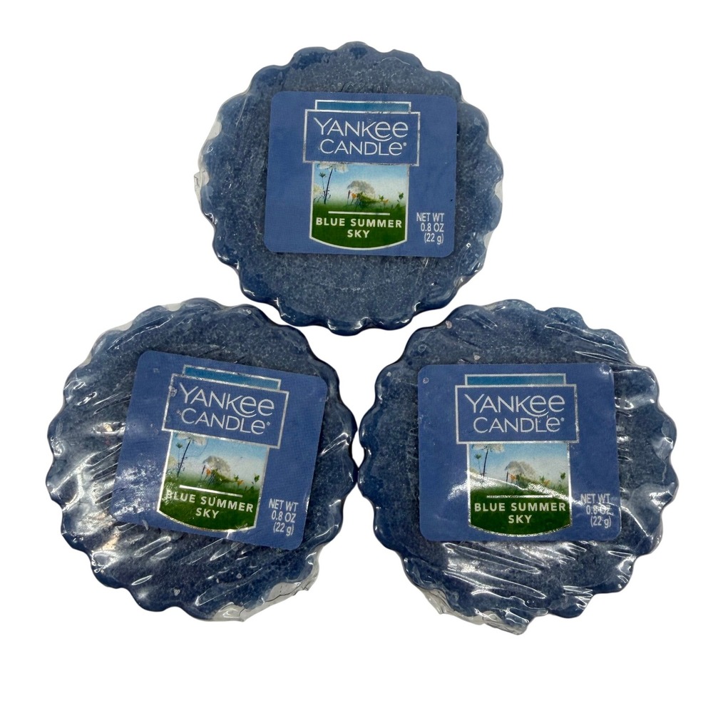 NEW Yankee Candle Blue Summer Sky Wax‎ Melt Tart Lot of 3 0.8oz 1323250 Fresh